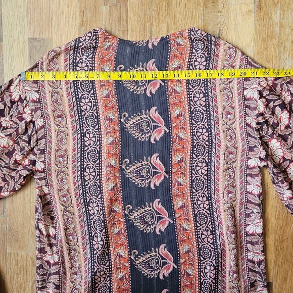 Soft‎ Surroundings Kimono Womens S Metallic Floral Boho Duster Cardigan - Picture 10 of 12